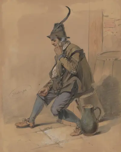 Studie eines rauchenden Mannes von Friedrich Carl von Scheidlin