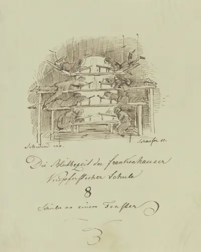 Acht Zeichenschüler an einem Fenster von Moritz von Schwind