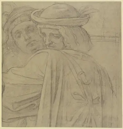 Halbfigur und Kopf zweier Männer von Moritz von Schwind