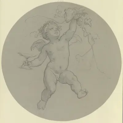 Schwebender Putto mit Traube und Trinkschale von Moritz von Schwind