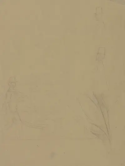 Studienblatt; Figuren zur ‘Donaubrücke’ von Moritz von Schwind