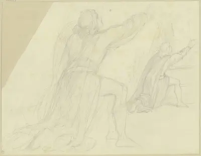 Vorstudie zum Heinrich von Ofterdingen im Freskogemälde des Wartburgsaals von Moritz von Schwind