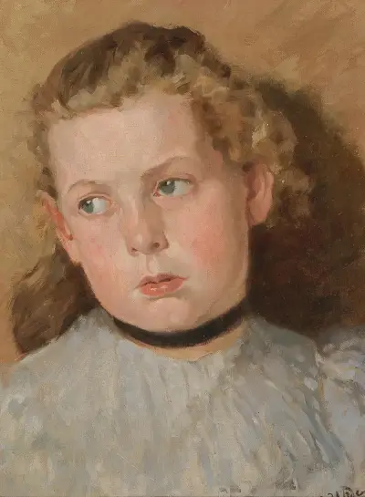 Bildnis eines Mädchens mit schwarzem Halsband von Fritz von Uhde
