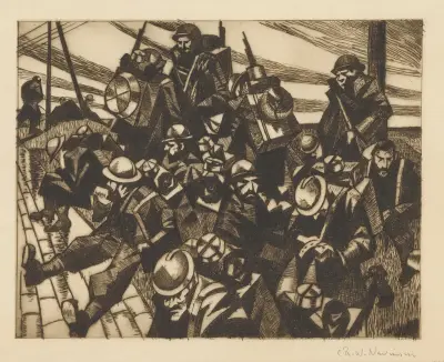 French troops resting av Christopher R. W. Nevinson