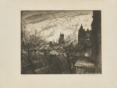 Westminster from the Savage Club, Adelphi av Christopher R. W. Nevinson