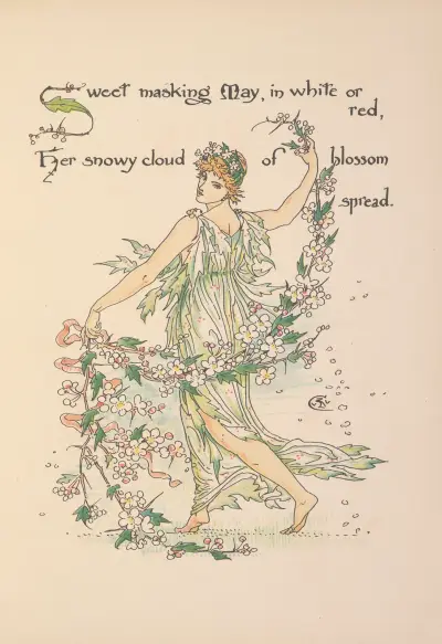 Floras Fest; Eine Maskerade der Blumen, Taf. 17 von Walter Crane