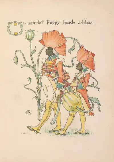 Floras Festmahl; Eine Maskerade der Blumen Taf. 27 von Walter Crane