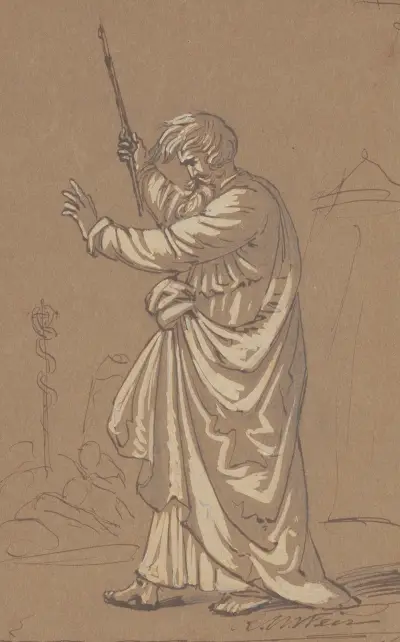 Aaron Converting His Staff into a Serpent von Robert Walter Weir