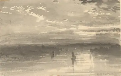Landscape – Clouds, Water, Sailboat von Robert Walter Weir