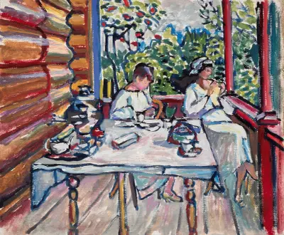 Achtyrka. Nina a Taťána na verandě, Wassily Kandinsky