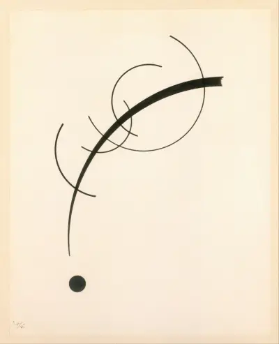 Wolna krzywa ku punktowi – z dźwiękiem krzywych geometrycznych, Wassily Kandinsky