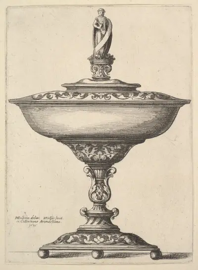 A wide cup with ball feet av Wenceslaus Hollar