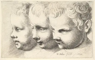 Three children’s heads av Wenceslaus Hollar