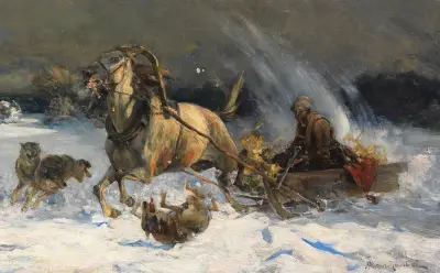 Vargarnas angrepp av Alfred von Wierusz-Kowalski