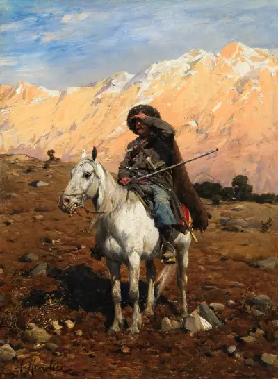 En kaukasisk ryttare av Alfred von Wierusz-Kowalski