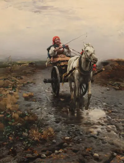Bonde på kärra av Alfred von Wierusz-Kowalski
