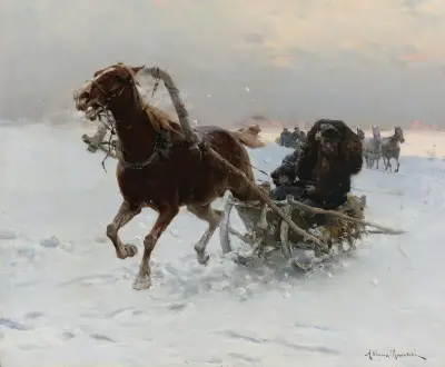 Slädkaravan av Alfred von Wierusz-Kowalski