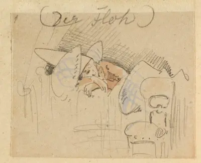 Die gestörte, aber glücklich wieder errungene Nachtruhe (Der Floh); 1 von Wilhelm Busch