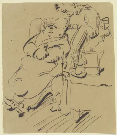 Frau Knopp redet ihrem Mann gut zu von Wilhelm Busch
