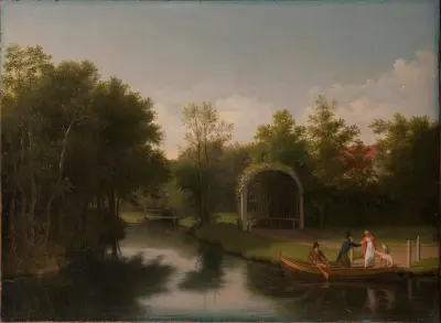 Arbour in the park of Sanderumgård manor av Christoffer Wilhelm Eckersberg