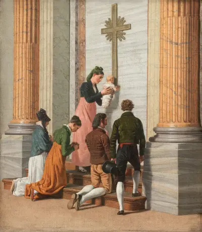 Devotion by the Holy Door of St. Peter’s Basilica av Christoffer Wilhelm Eckersberg