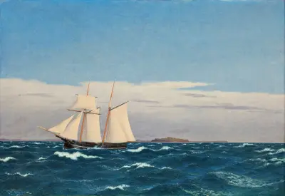 Seascape with the island of Hjelm and the coast of Jutland av Christoffer Wilhelm Eckersberg