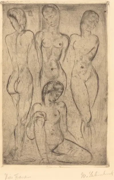 Four Women; Three Standing, One Sitting (VierFrauen; drei stehend, eine sitzend), Wilhelm Lehmbruck
