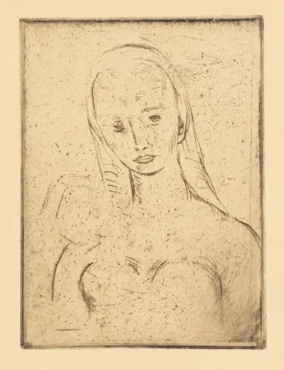 Frauenkopf (klein) mit Tuch, Wilhelm Lehmbruck