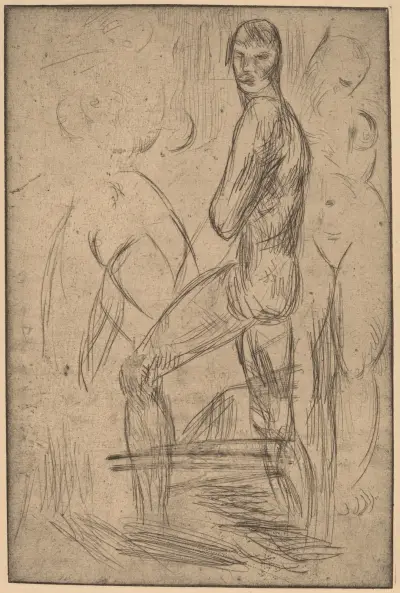 Standing Male Nude and Two Female Nudes, Wilhelm Lehmbruck