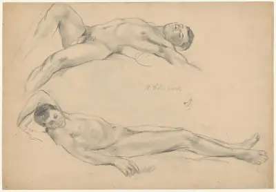 Two Studies of a Reclining Man, Wilhelm Lehmbruck