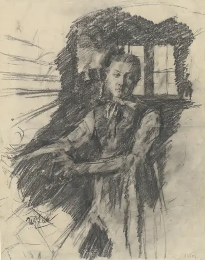 Malresl Working in the Kitchen av Wilhelm Leibl