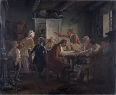Collegium Politicum. From Ludvig Holberg’s The Political Tinker, Act I, Scene 2., Wilhelm Marstrand