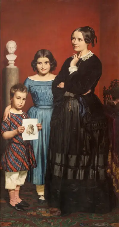 Portrait of Frederikke Vilhelmine Hage with Children, Wilhelm Marstrand