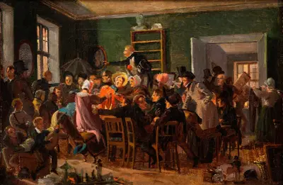 Scene from an auction, Wilhelm Marstrand