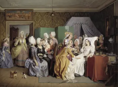Scene from Ludwig Holberg’s The Lying-in Room, Wilhelm Marstrand