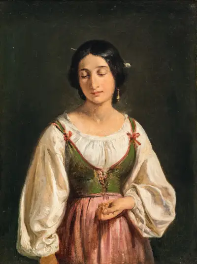 Standing Italian Woman. Study for A Goatherd Selling Milk, Wilhelm Marstrand