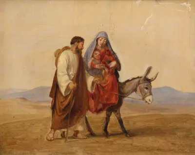 The Holy Family on the run. Sketch, Wilhelm Marstrand