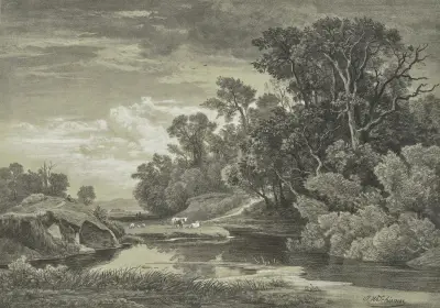 At the Arly near Karlsruhe av Johann Wilhelm Schirmer