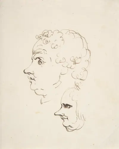 Two Caricature Heads of Men, Johann Heinrich Wilhelm Tischbein