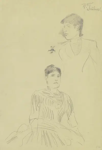 Studienblatt; Bildnis der Comtesse G., und eine Wiederholung ihrer Mundpartie von Wilhelm Trübner
