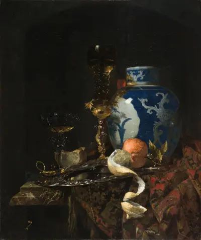 Stillleben mit chinesischem Porzellankrug von Willem Kalf