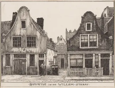 Buurtje in de Willemstraat te Amsterdam av Willem Wenckebach