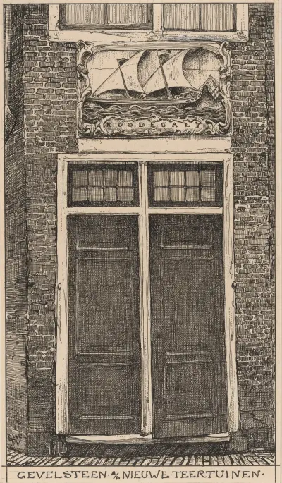 Gevelsteen aan de Nieuwe Teertuinen te Amsterdam av Willem Wenckebach