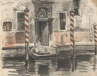 Huis aan de Canale Grande te Venetië, met kleurnotities von Willem Witsen