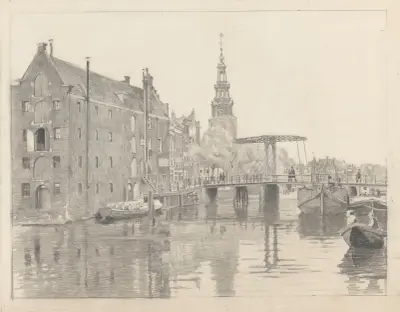 Stadsgezicht met de Montelbaanstoren von Willem Witsen