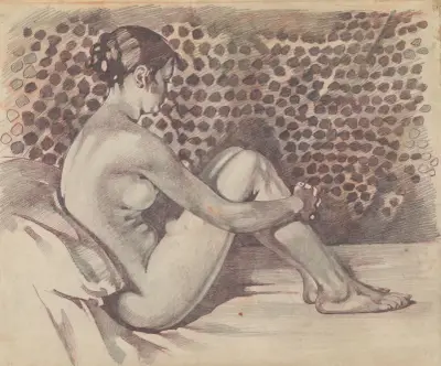 Zittend vrouwelijk naakt, naar rechts, 1870 – Nr. 1 von Willem Witsen