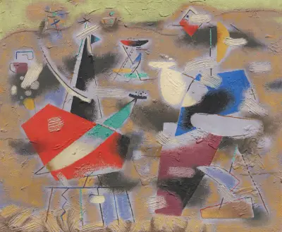 Ländliche Komposition (Violettes Bild) av Willi Baumeister