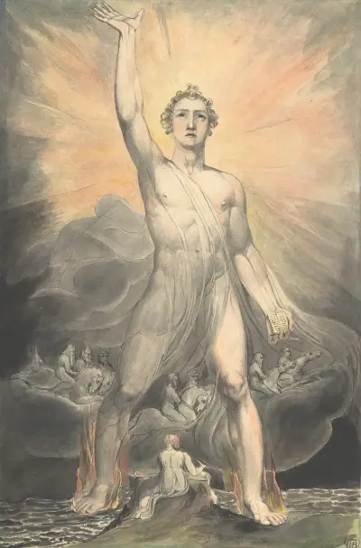 Angel of the Revelation (Book of Revelation, chapter 10) (ca. 1803–5) av William Blake