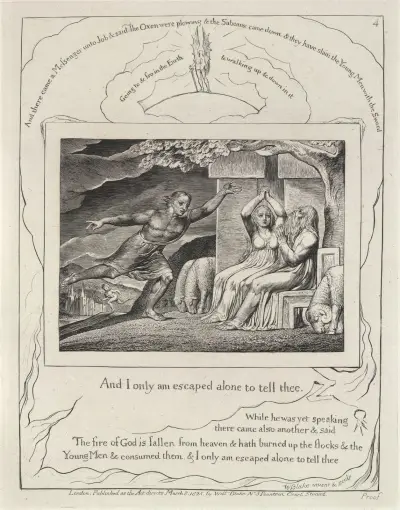 Illustrationer till Jobs bok, plansch 5 av William Blake