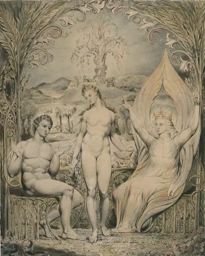 The Archangel Raphael with Adam and Eve av William Blake